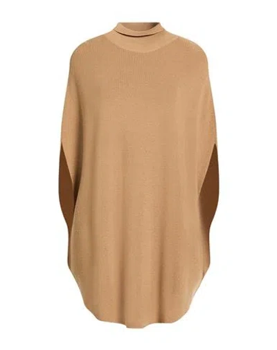 Ottod'ame Woman Turtleneck Camel Size 8 Virgin Wool, Acrylic In Brown