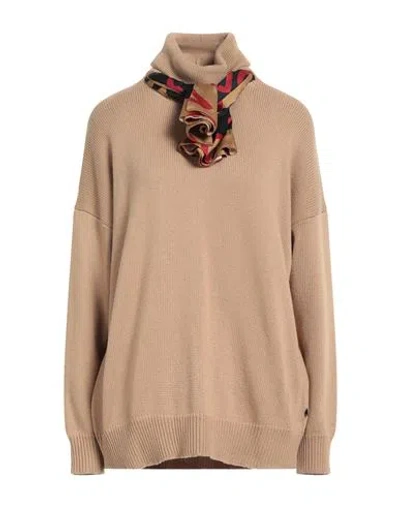 Ottod'ame Woman Turtleneck Camel Size S Viscose, Polyester, Wool In Brown