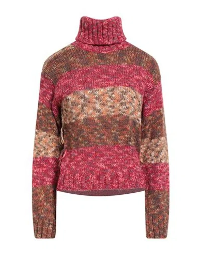 Ottod'ame Woman Turtleneck Fuchsia Size 8 Acrylic, Wool, Alpaca Wool, Viscose In Multi
