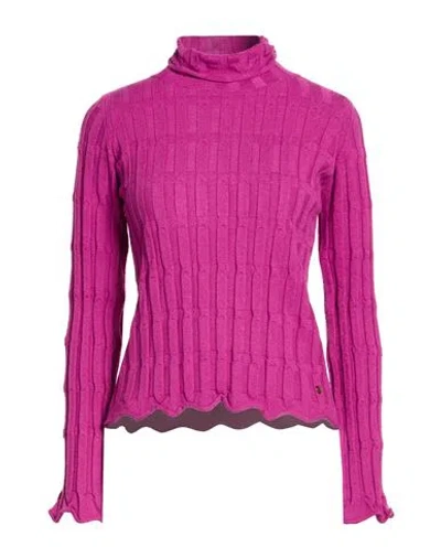 Ottod'ame Woman Turtleneck Garnet Size 10 Viscose, Polyamide, Polyester In Pink