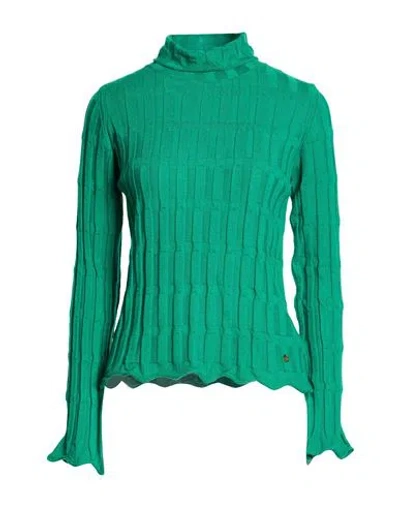 Ottod'ame Woman Turtleneck Green Size 10 Viscose, Polyamide, Polyester