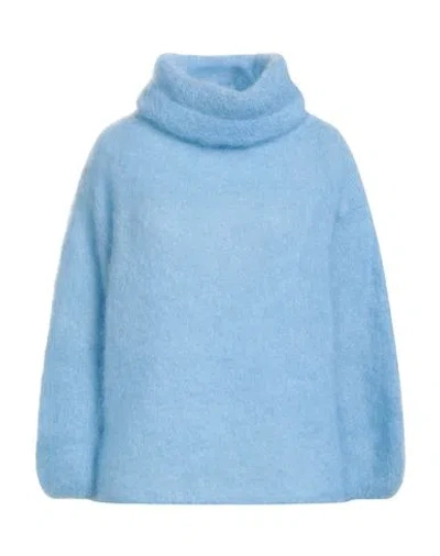Ottod'ame Woman Turtleneck Light Blue Size 10 Mohair Wool, Polyamide, Elastane