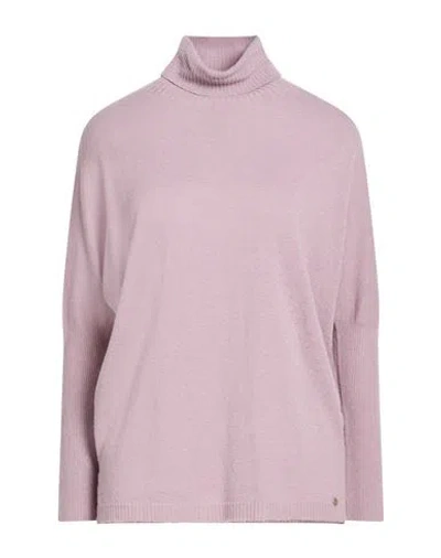 Ottod'ame Woman Turtleneck Lilac Size 10 Wool, Polyamide In Purple