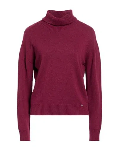 Ottod'ame Woman Turtleneck Magenta Size 10 Viscose, Polyamide, Wool, Cashmere In Burgundy