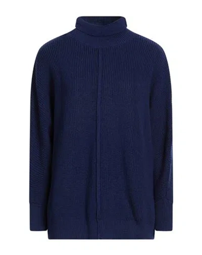 Ottod'ame Woman Turtleneck Navy Size 8 Virgin Wool, Acrylic In Blue