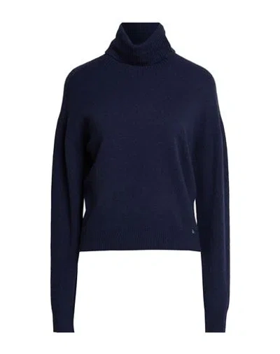 Ottod'ame Woman Turtleneck Navy Size 8 Viscose, Polyamide, Wool, Cashmere In Blue