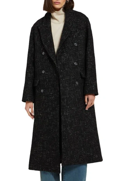 Ottod'ame Wool-blend Double-breasted Coat In Black