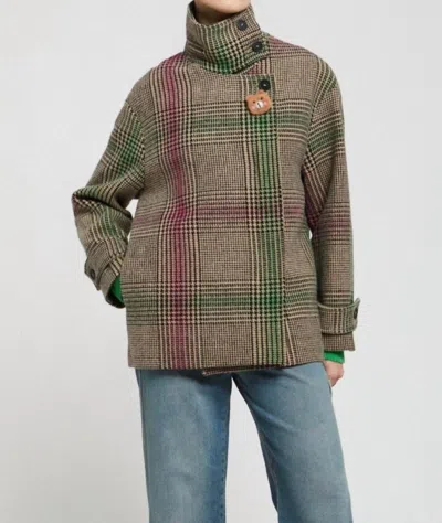 Ottod'ame Wool Blend Tartan Jacket In Multi Color
