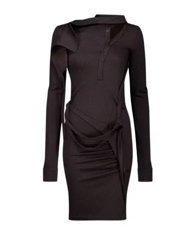 Ottolinger Ada Pinstriped Mini Dress In Black
