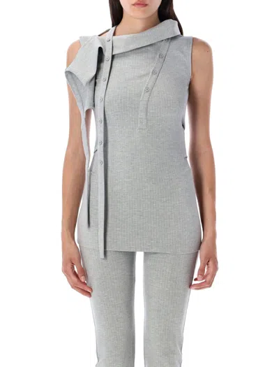 Ottolinger Button Sleeveless Top In Gray
