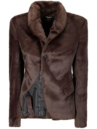 Ottolinger Furry Deconstructed Blazer In Dark Brown