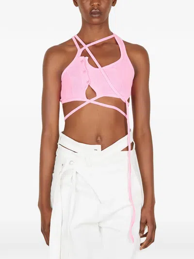 Ottolinger Asymmetric Crop Top In Pink