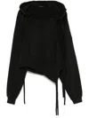 Ottolinger Deconstructed Cotton Hoodie In Black