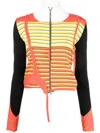 Ottolinger Asymmetric Stripe-pattern Cardigan In Yellow