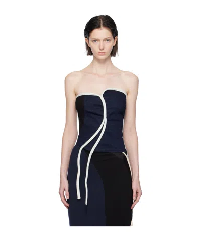 Ottolinger Indigo Asymmetric Denim Tank Top In Multicolor