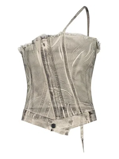 Ottolinger Asymmetrical Frayed-edge Top In Multi
