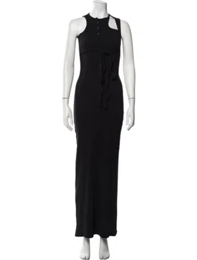 Pre-owned Ottolinger Asymmetrical Long Dress In Black
