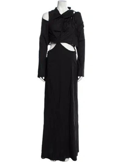 Pre-owned Ottolinger Asymmetrical Long Dress In Black