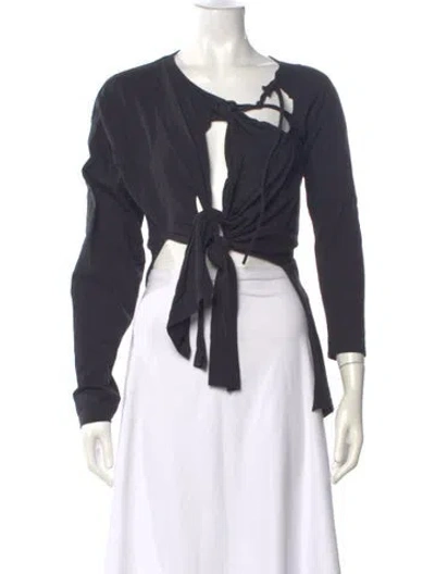 Pre-owned Ottolinger Asymmetrical Long Sleeve Top In Black