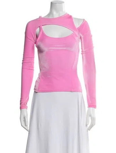 Pre-owned Ottolinger Asymmetrical Long Sleeve Top In Pink