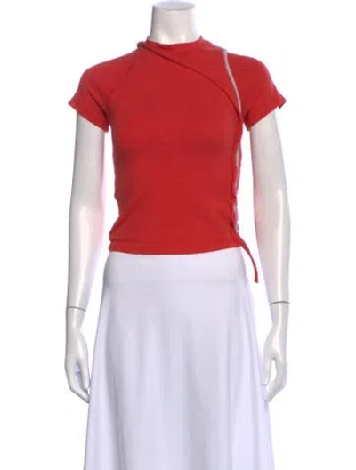 Pre-owned Ottolinger Asymmetrical Short Sleeve Top In Pink