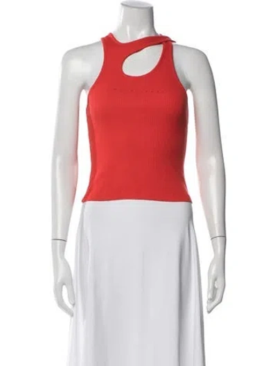 Pre-owned Ottolinger Asymmetrical Sleeveless Crop Top In Red