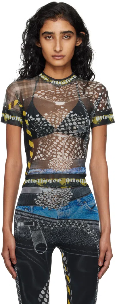 Ottolinger Black & Off-white Mesh T-shirt