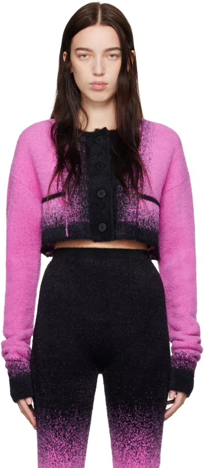 Ottolinger Black & Pink Boxy Knit Cardigan In Pink Fade