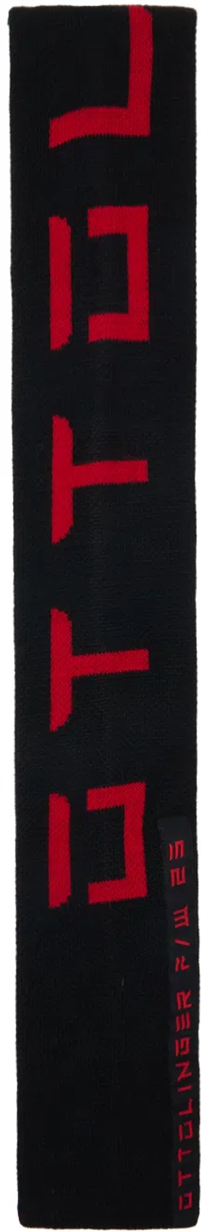Ottolinger Black & Red Jacquard Scarf In Black/red
