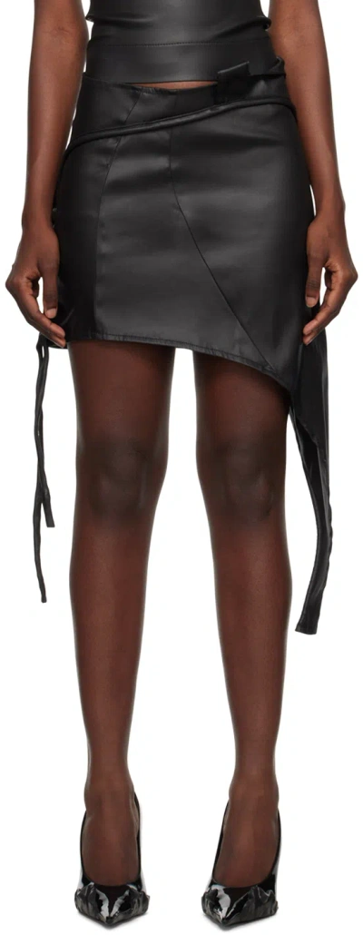 Ottolinger Black Asymmetric Denim Miniskirt