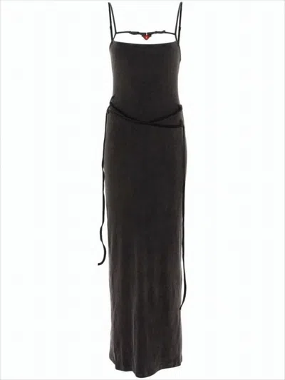 Ottolinger Black Body-hugging Maxi Dress With Spaghetti Straps