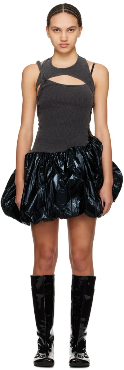 Ottolinger Black Bubble Minidress In Black Wash/black