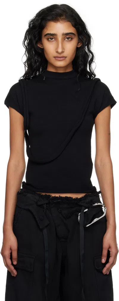 Ottolinger ブラック Deconstructed ニット Tシャツ In Black