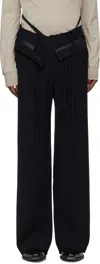 OTTOLINGER BLACK DOUBLE FOLD SUIT TROUSERS