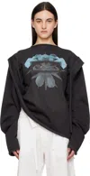 Ottolinger Black Drape Crewneck Sweatshirt In Black