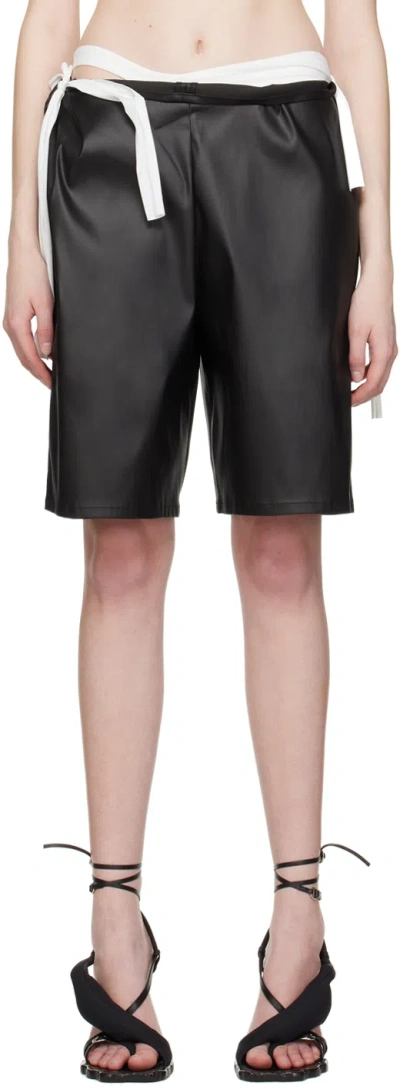 Ottolinger Black Drape Faux-leather Shorts