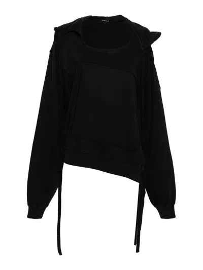 Ottolinger Deconstructed Cotton Hoodie In Black