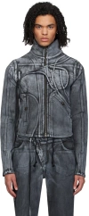 Ottolinger Black Fitted Denim Jacket In Black / White Paint