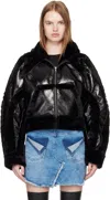 Ottolinger Womens Shiny Black Patent Faux-leather And Faux-fur Jacket In Black