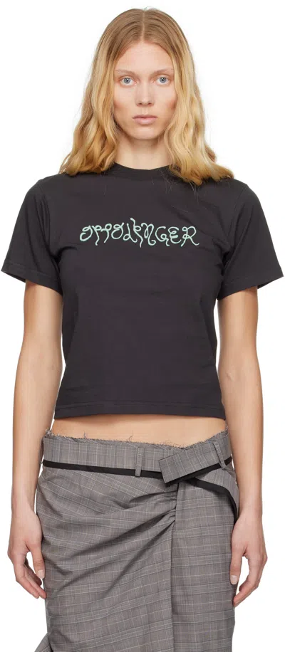 Ottolinger Black Fitted Puff Paint T-shirt