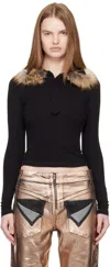 Ottolinger Furry Fitted Polo Longsleeve In Black