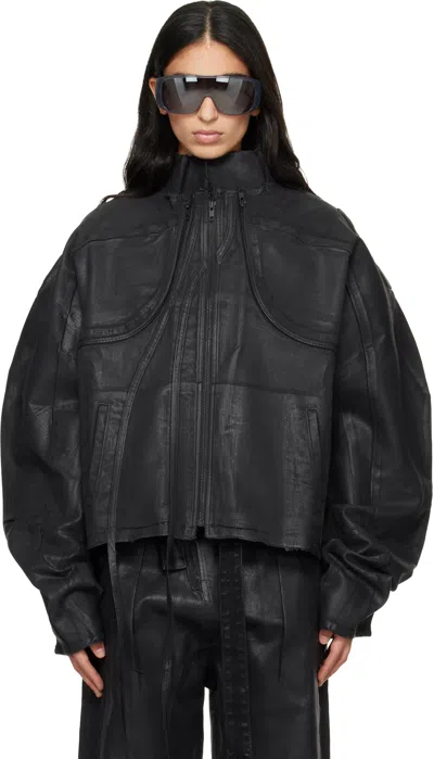 Ottolinger Black Glazed Denim Zip Jacket