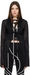 Ottolinger Hooded Stretch Knit Viscose Cardigan In Black Black