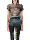 Ottolinger Fitted Mesh T-shirt With Abstract Printed Design In Black