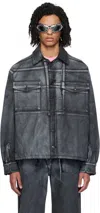 Ottolinger Printed Denim Jacket In Black / White Paint