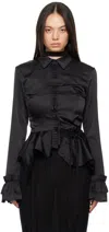 OTTOLINGER BLACK RUFFLED BLOUSE