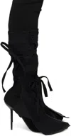Ottolinger Black Self-tie Denim Leg Wraps In Black/black Paint