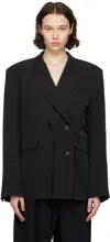 Ottolinger Black Split Blazer In Black Pinstripe