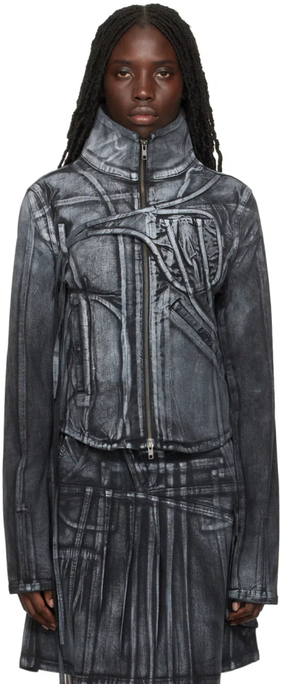 Ottolinger Black Trompe-l'œil Denim Jacket In Black / White Paint