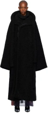 Ottolinger Black Wrap Teddy Long Coat In Black